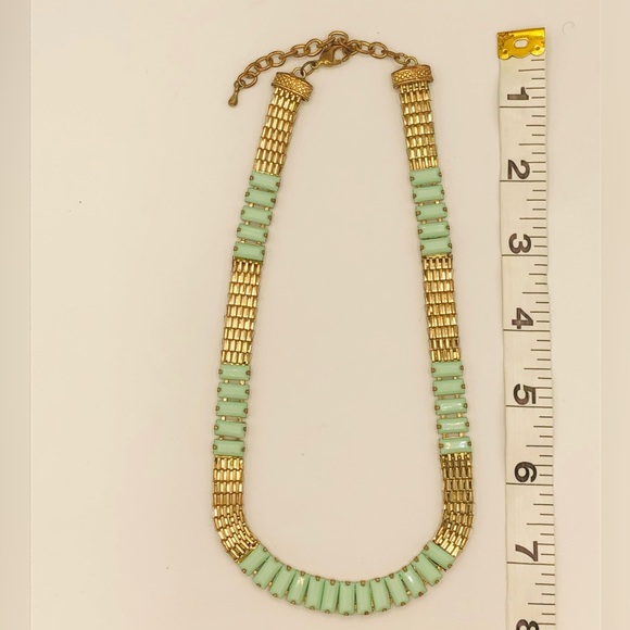 Vintage Mint Green and Gold Necklace - Picture 3 of 9